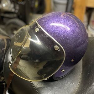 LSI-4150 Vintage 1960's Purple Metal Flake Racing Motorcyle Helmet Open Face USA